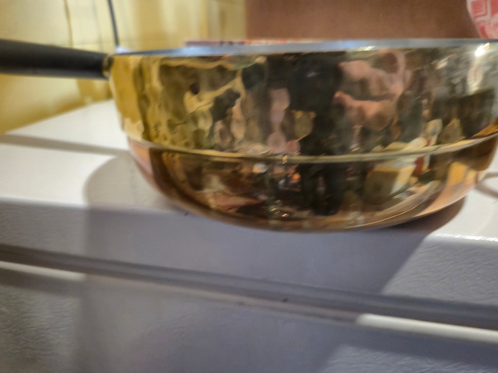 Copper and Brass Fondue Chafing Warming Pan with Lid and Burner Accessories - image 4 of 5