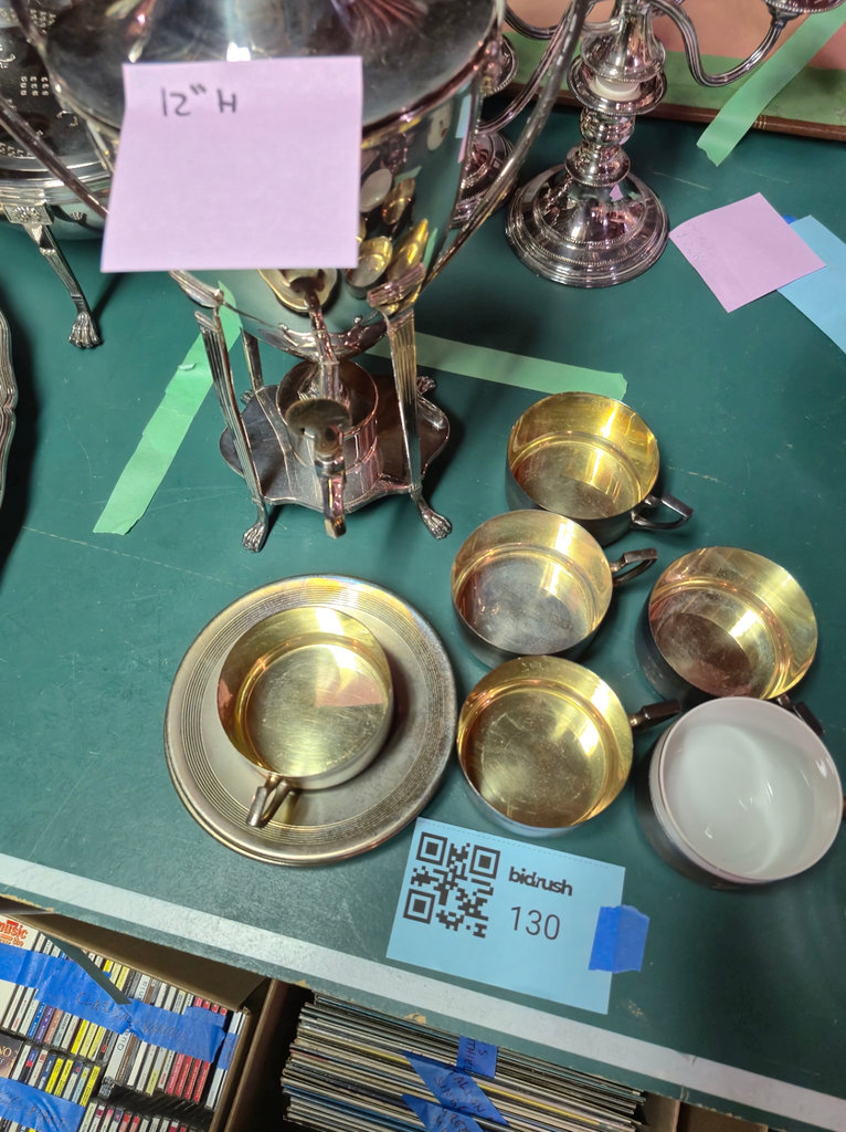 Silver-plated Samovar & teacup/saucer pieces - image 1 of 5