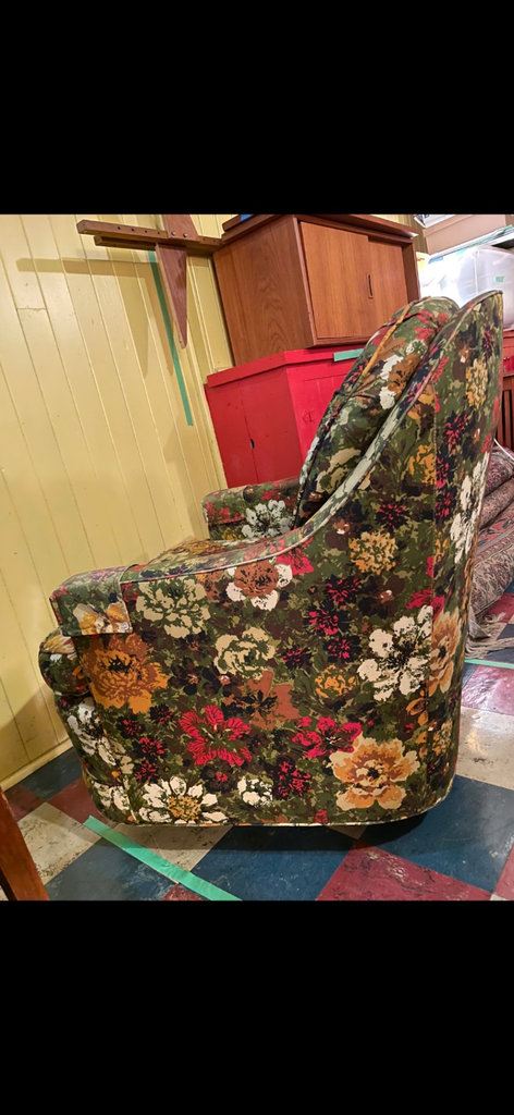 Vintage Small & Boyes floral swivel armchair - image 5 of 9