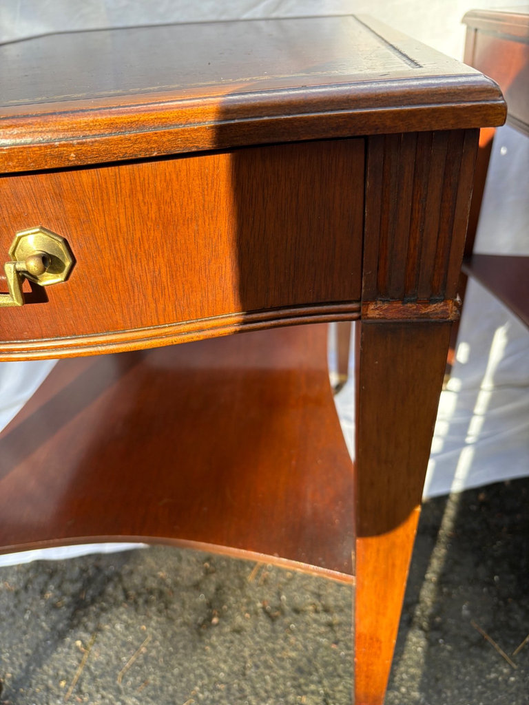 Antique Mahogany Leather Top Side Tables - image 4 of 5