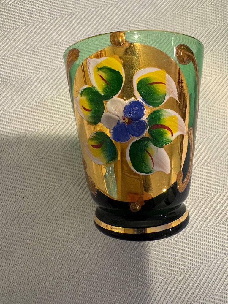 Vimax Bohemian  Hand Painted Glassware , Made in Italy  - image 4 of 7
