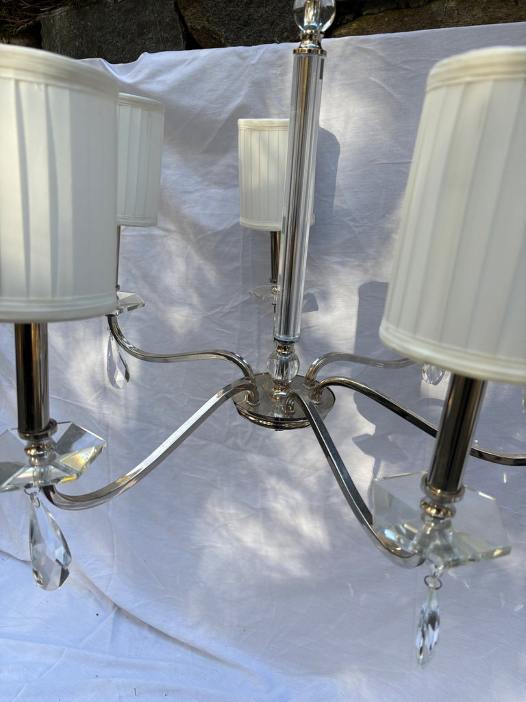 6 Light Polished Nickel Chandelier with Crystal Accents - image 1 of 4