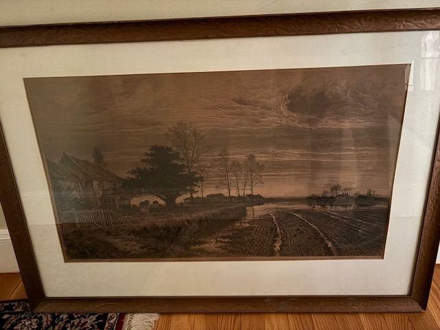 Framed Etching by Alfred-Louis Brunet Debaines - image 1 of 3