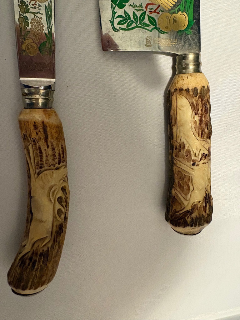 Vintage Solingen Carving Set with Stag Antler Handles - image 2 of 5