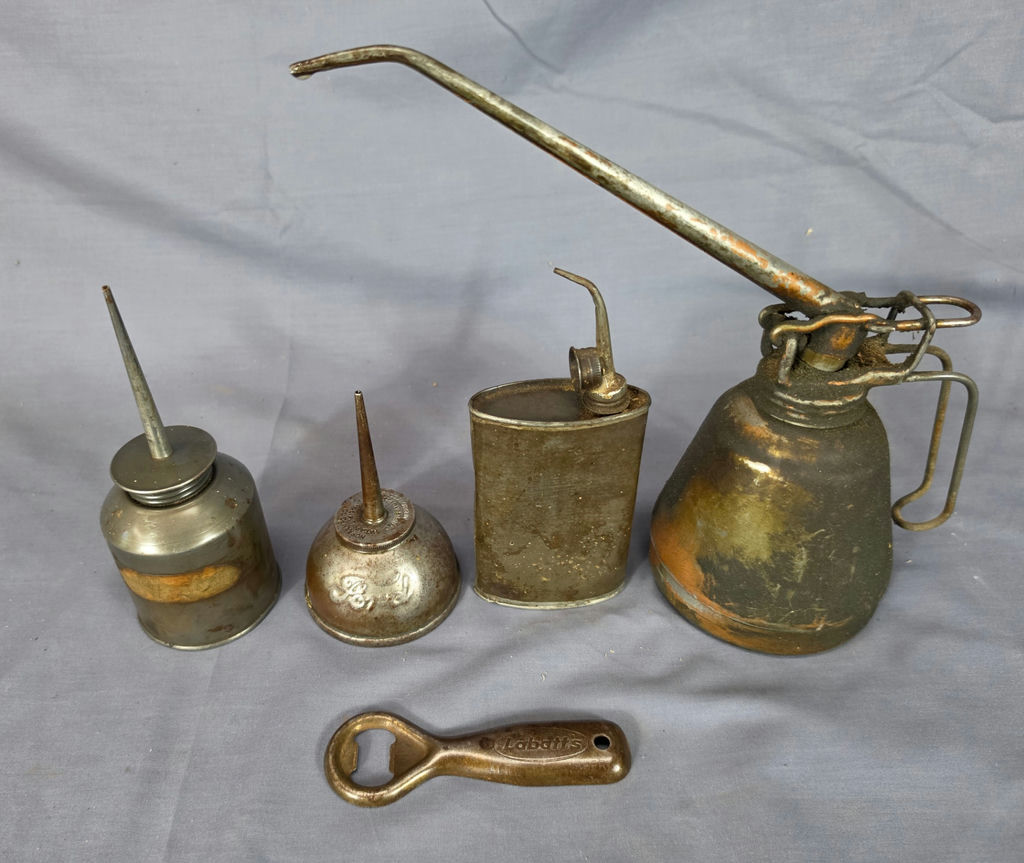 Vintage Automobilia & Oiler Lot (5 Pcs) – Includes Original Ford Model T Script Oiler - image 1 of 6