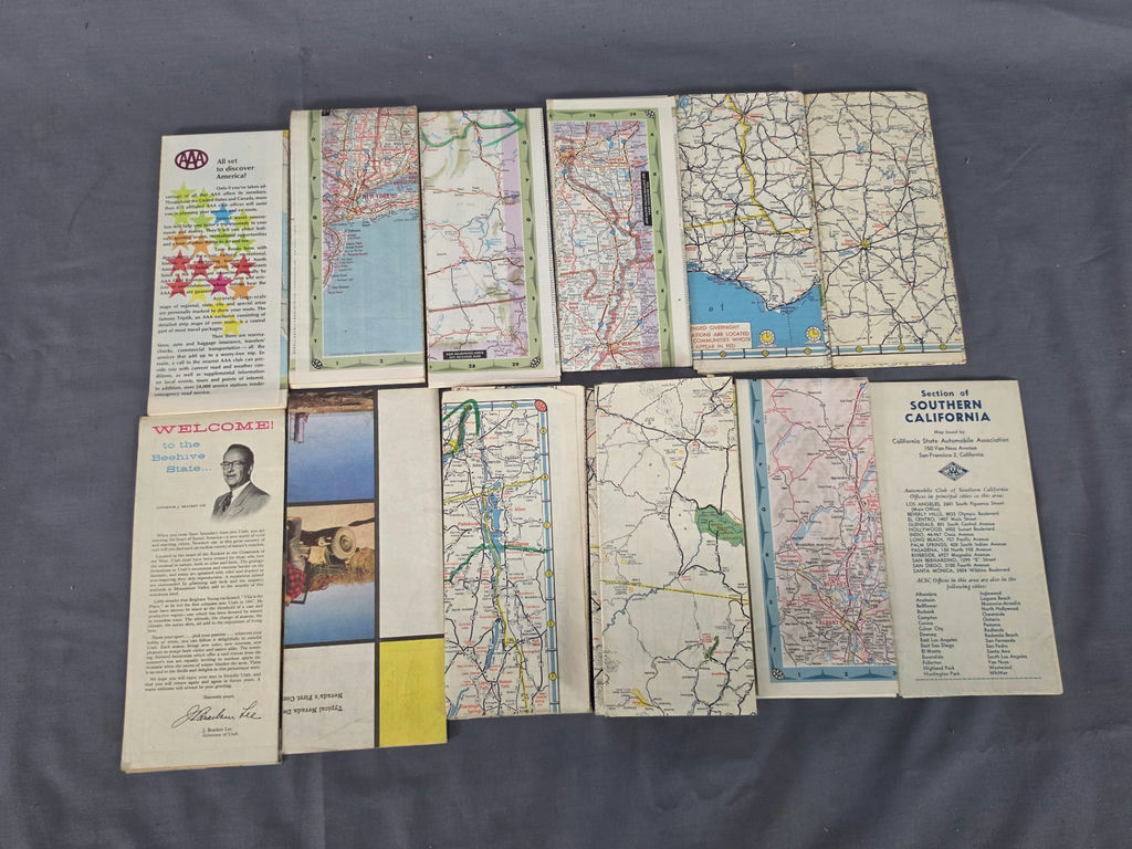Lot of 12 Vintage AAA Foldout Road Maps – 1950s-1970s United States Travel Ephemera - image 2 of 2