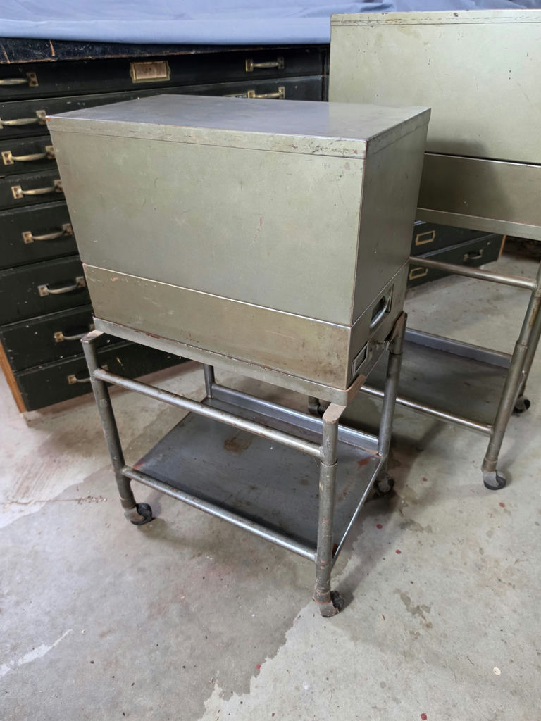 Pair of 1960s Mid-Century Industrial Metal Filing Trolley Cabinets - image 2 of 3