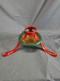 Vintage Metal Christmas Tree Stand - Red & Green Mid-Century 3-Leg Holder - thumbnail 1 of 3