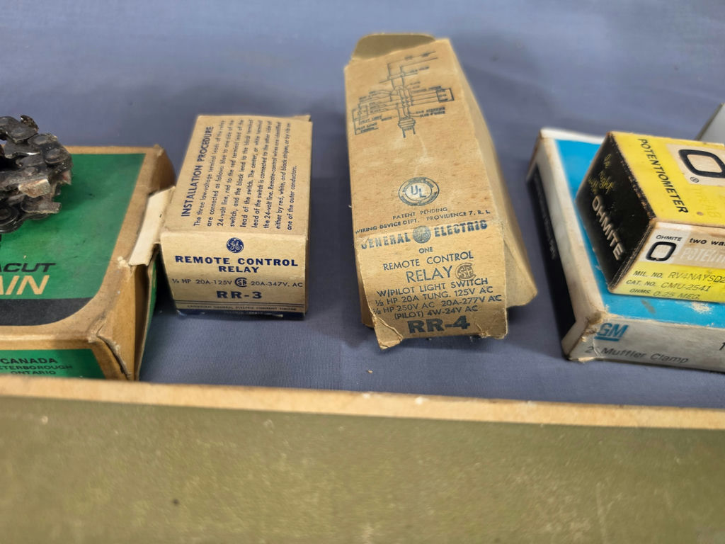 Vintage NOS Automotive & Industrial Lot - Delco Packard Cable, Pioneer Chain, GE Relays, Ohmite Potentiometer - image 5 of 6