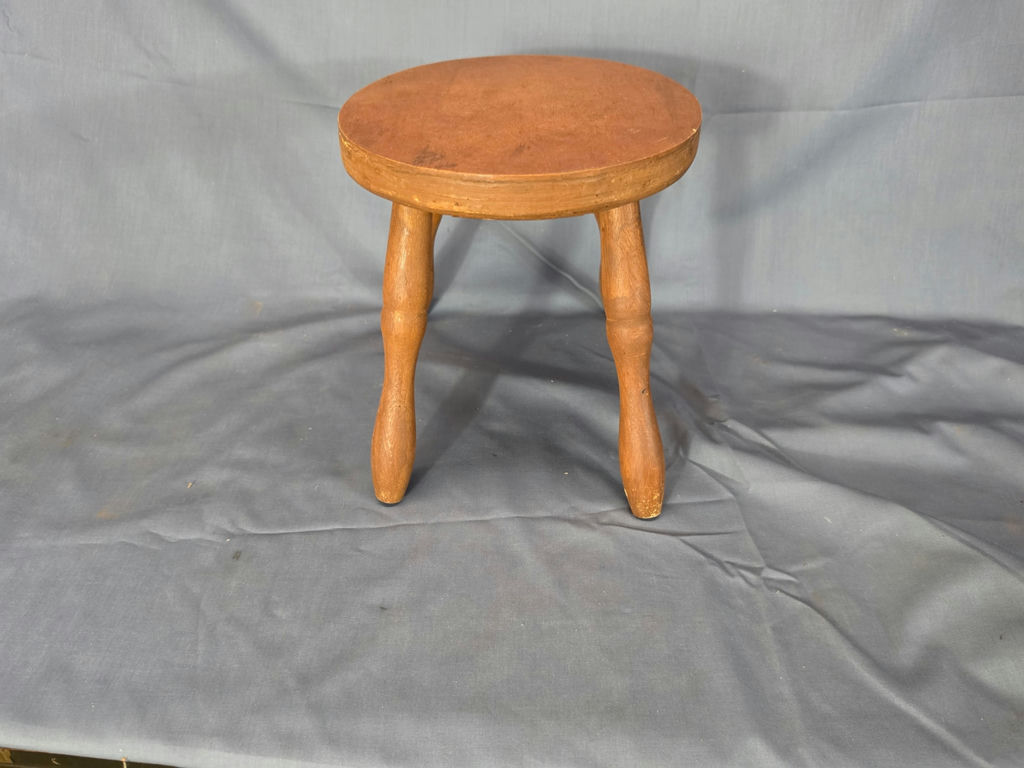 Vintage Primitive 4-Legged Wooden Milking Stool - Rustic Plant Stand - image 2 of 4