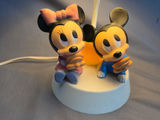 Vintage 1984 Disney Baby Mickey & Minie Mouse Nursery Lamp with original Pleated shade- Working - thumbnail 1 of 4