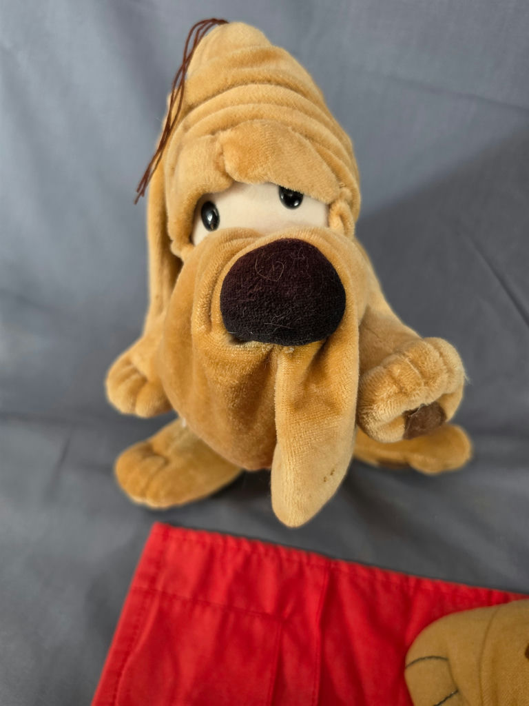 Listing Title Vintage Plush Dog Lot - 1987 Caltoy Pajamas Tumbleweeds Hound & Mini Pound Puppy Style Toy with 17" Red Pocket Blanket - image 4 of 5
