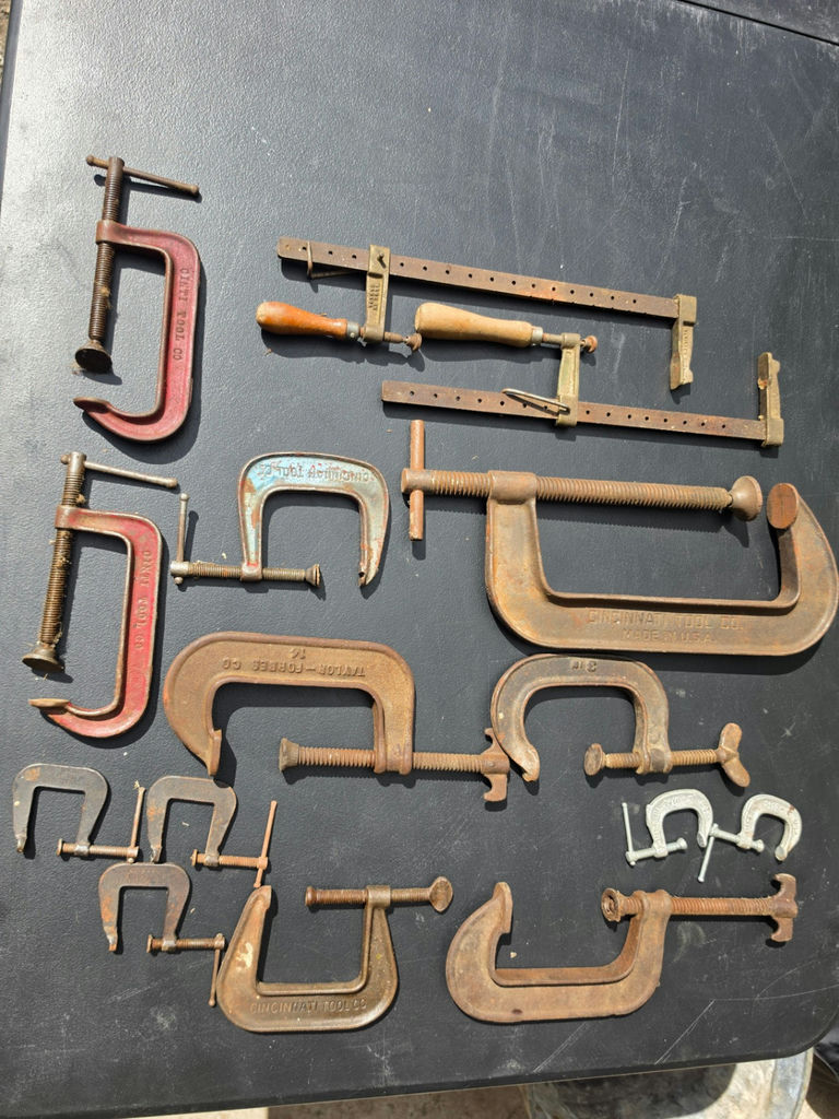 Vintage Cincinnati Tool Co. & Taylor-Forbes C-Clamp & Bar Clamp Lot - 14 Pieces - image 1 of 4