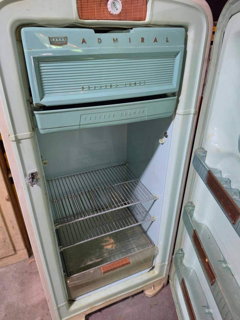 Vintage 1950s Admiral "Dual-Temp" Refrigerator – Turquoise & Copper Interior - image 2 of 4