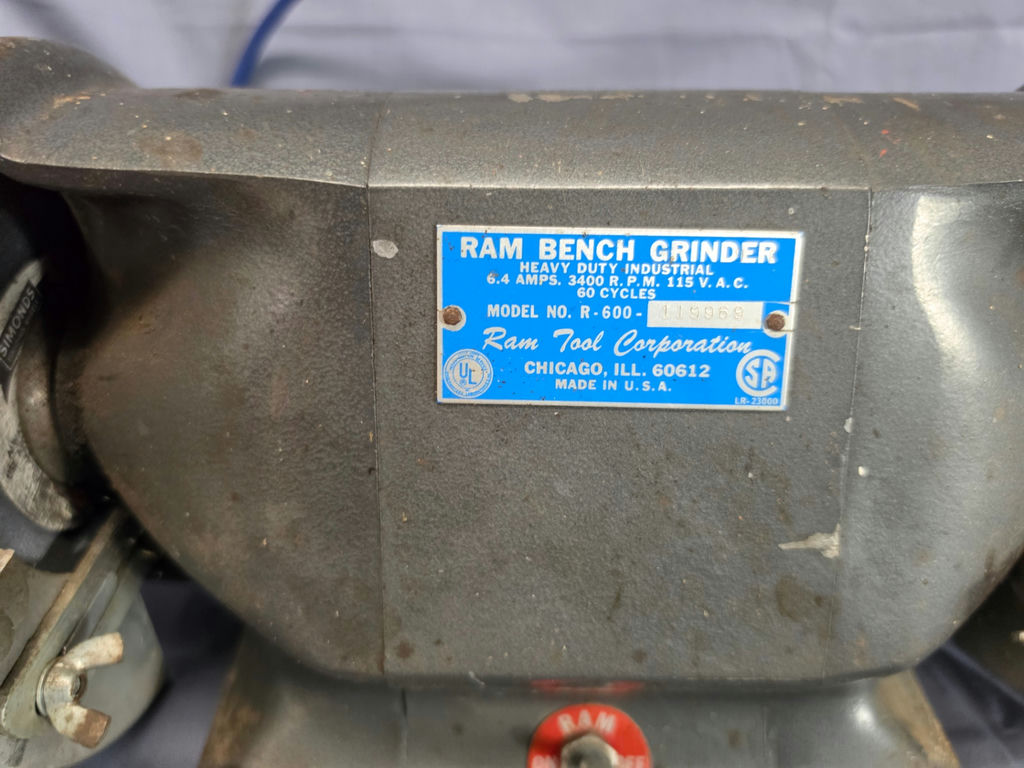 Vintage Ram Heavy Duty 6" Industrial Bench Grinder - Model R-600 (USA Made) - image 3 of 3