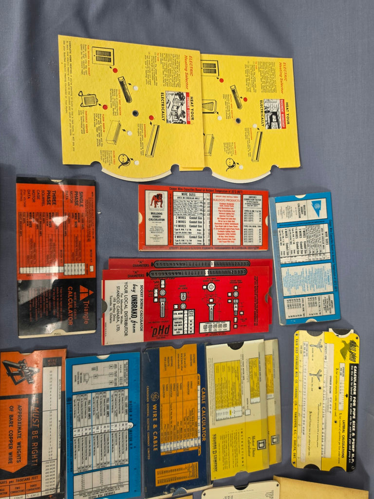 Vintage Technical Slide Rule & Mechanical Calculator Collection - Lot of 15+ HVAC, Electrical & Engineering Charts (Includes Alumid Professional Pocket Slide Rule) - image 5 of 6