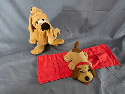 Listing Title Vintage Plush Dog Lot - 1987 Caltoy Pajamas Tumbleweeds Hound & Mini Pound Puppy Style Toy with 17" Red Pocket Blanket - Image 1 of 5