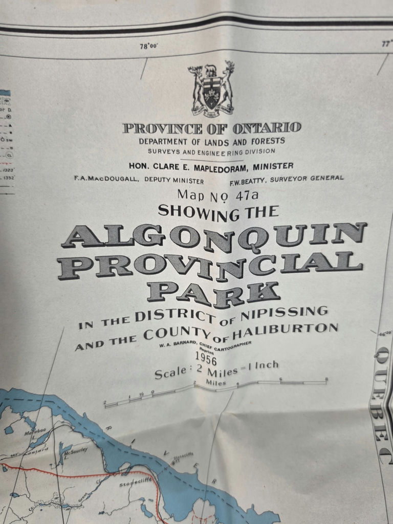Vintage 1956 Algonquin Provincial Park Folding Map No. 47a Ontario Canada - image 1 of 4