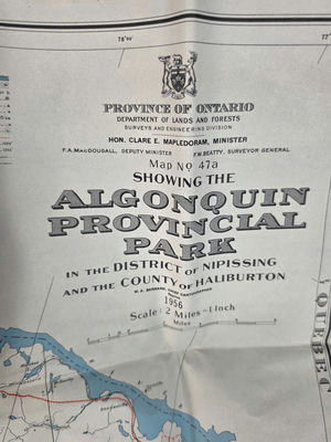 Vintage 1956 Algonquin Provincial Park Folding Map No. 47a Ontario Canada - Image 1 of 4