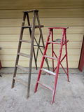 Pair of Vintage Wooden A-Frame Step Ladders – Rustic Decor / Plant Stands - thumbnail 1 of 1