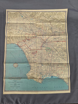 Vintage Automobile Road Map of Metropolitan Los Angeles - Automobile Club of Southern California - Image 1 of 4