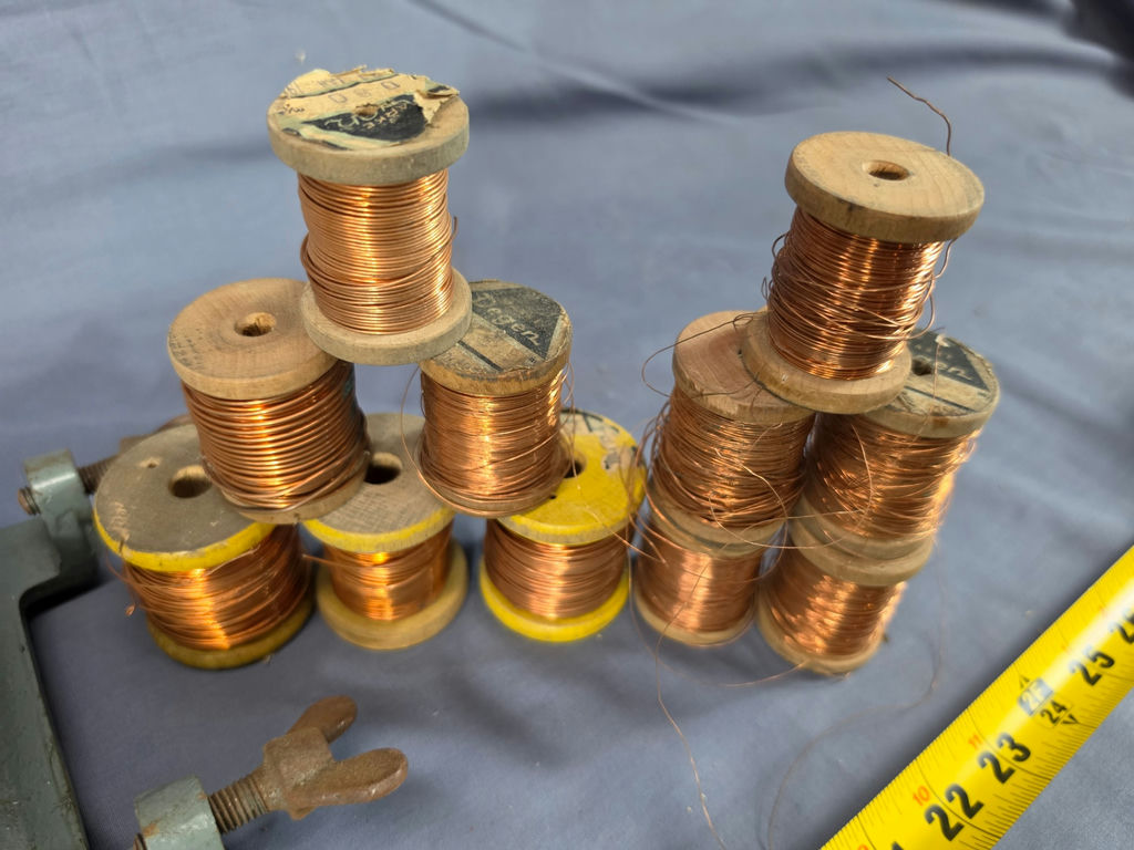 Vintage Hand-Crank Coil Winding Machine(incomplete I believe) & Copper Magnet Wire Spool Lot - image 6 of 6
