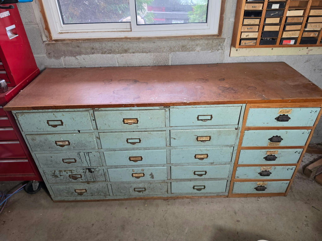 Vintage Industrial 20-Drawer Workshop Bench - 71.5" L x 23.5" D - image 1 of 3