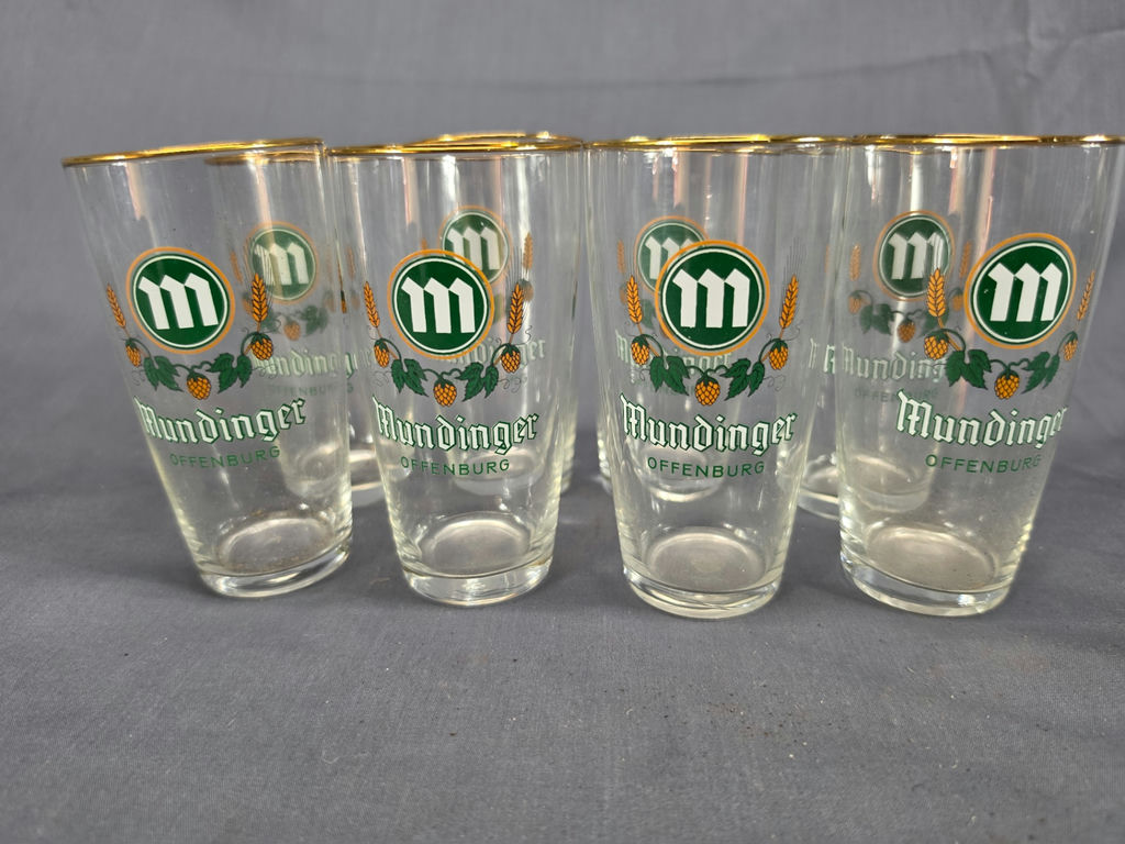 Vintage Brauerei Gebr. Mundinger German Beer Glasses - Set of 8 With Gold Rims - image 2 of 4