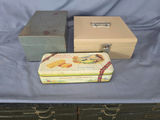 Vintage Metal Storage Box Lot – Gray Dunn Shortbread Tin, Metal File & Cash Boxes - thumbnail 1 of 5