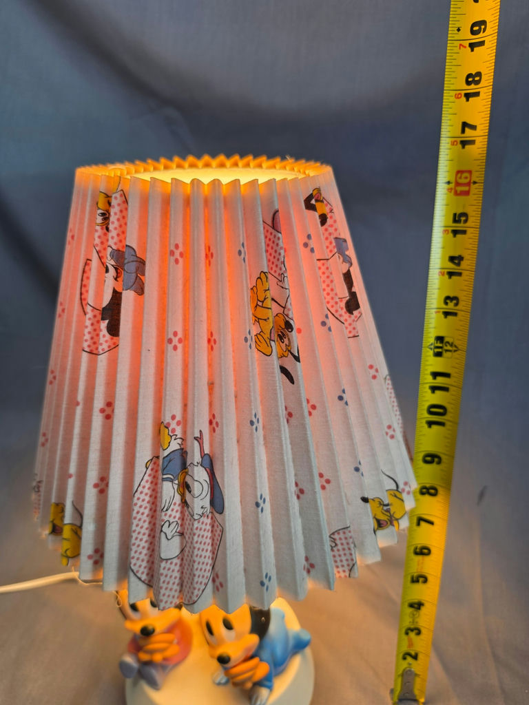 Vintage 1984 Disney Baby Mickey & Minie Mouse Nursery Lamp with original Pleated shade- Working - image 2 of 4