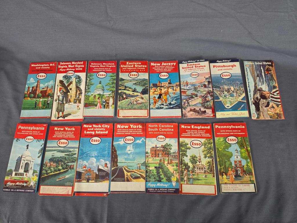 Vintage 1950s–1960s Esso "Happy Motoring" Road Map & Travel Guide Lot - 16 Pieces - image 1 of 2