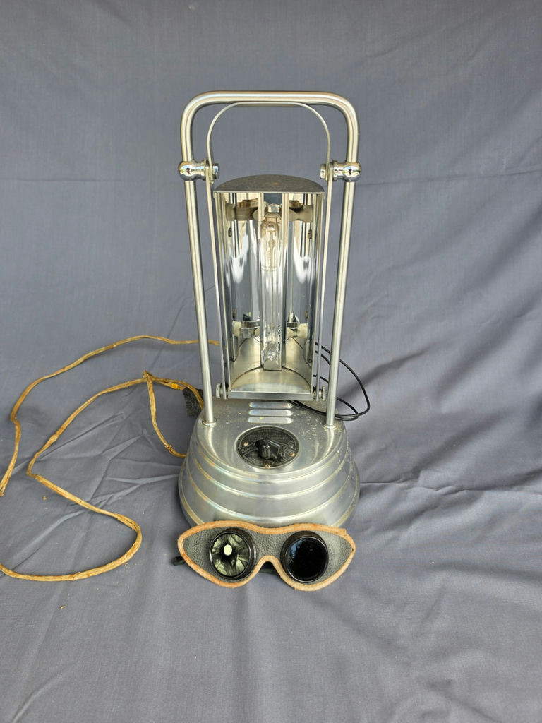 Vintage 1940s Sun-Kraft Cold Quartz Ultraviolet & Ozone Apparatus Lamp – Art Deco Medical-Industrial Decor w/ Original Goggles & Brochure - image 1 of 4