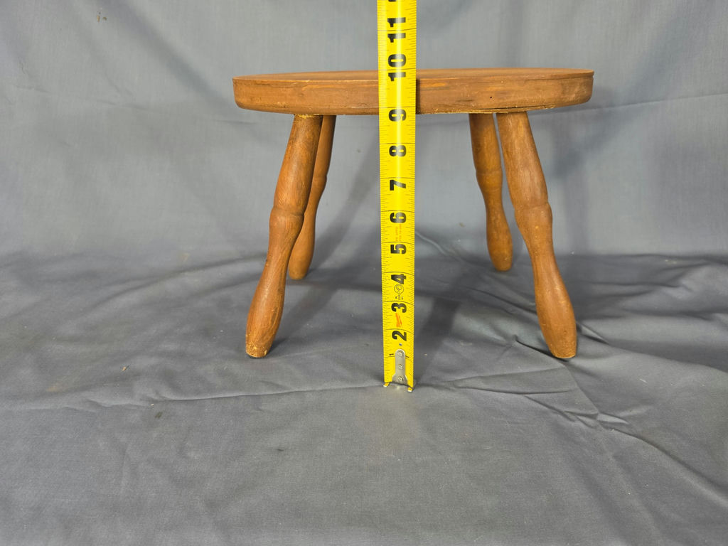 Vintage Primitive 4-Legged Wooden Milking Stool - Rustic Plant Stand - image 3 of 4