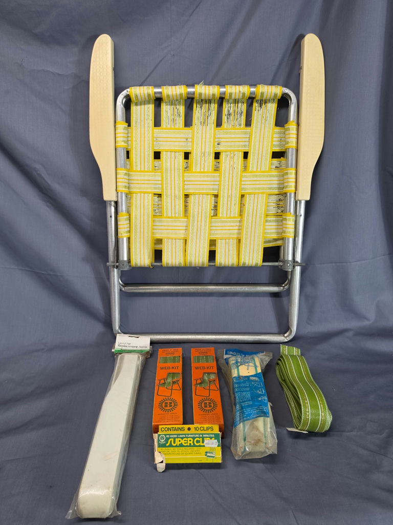 Vintage Aluminum Webbed Lawn Chair + Restoration Web-Kits Bundle - image 1 of 6