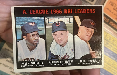 1966 RBI Leaders Topps Baseball Card Orioles, Frank Robinson, And Boog Powell As Well As Harmon Killabrew - Image 1 of 2