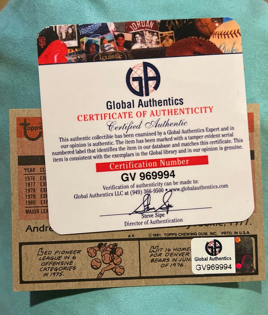Andre Dawson Autographed Baseball Card Topps 1981 COA - image 3 of 3