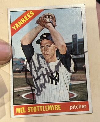 Mel Stottlemeyer 1966 Yankees Autographed Topps Card Baseball With Coa - Image 1 of 3