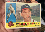1960 Topps Warren Spahn Autographed Baseball Card With Coa HOF Milwaukee Braves - thumbnail 1 of 3