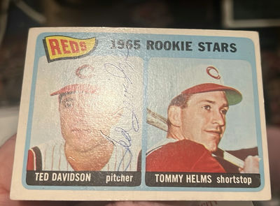 1965 Reds Rookie Stars Topps Baseball Card Autograph Ted Davidson With Coa - Image 1 of 4