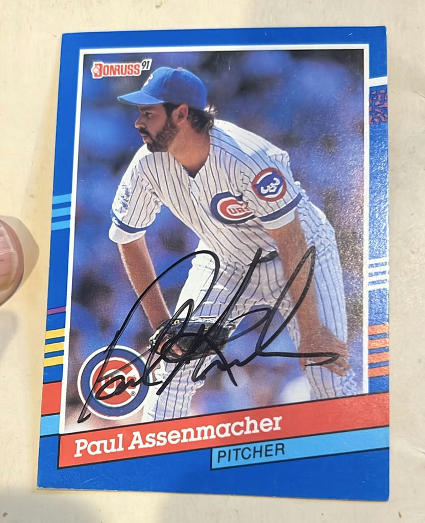 1991 Donruss Autographed Card, Chicago Cubs, Paul Assenmacher With Coa - image 1 of 3