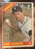 1966 Topps Yankees Autographed Baseball Card, Bobby, Richard Richardson With Coa - thumbnail 1 of 3