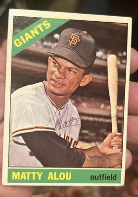 Matty Alou Topps 1966 Autographed Baseball Card Giants COA - Image 1 of 3
