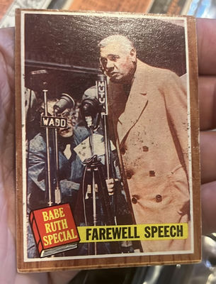 1962 Topps Baseball Babe Ruth Final Farewell Speech Card 144 - Image 1 of 2