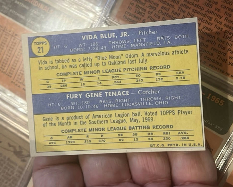 1970 Topps Baseball Card Oakland Athletics Rookie Stars Vida Blue & Gene Tenace - image 2 of 2