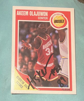 Akeem Elijah Won Houston Rockets Autographed 1989 Fleer Basketball Card With Coa Hof - Image 1 of 3