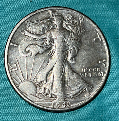 1943-S US Walking Liberty Silver Half Dollar Vf - Image 1 of 2