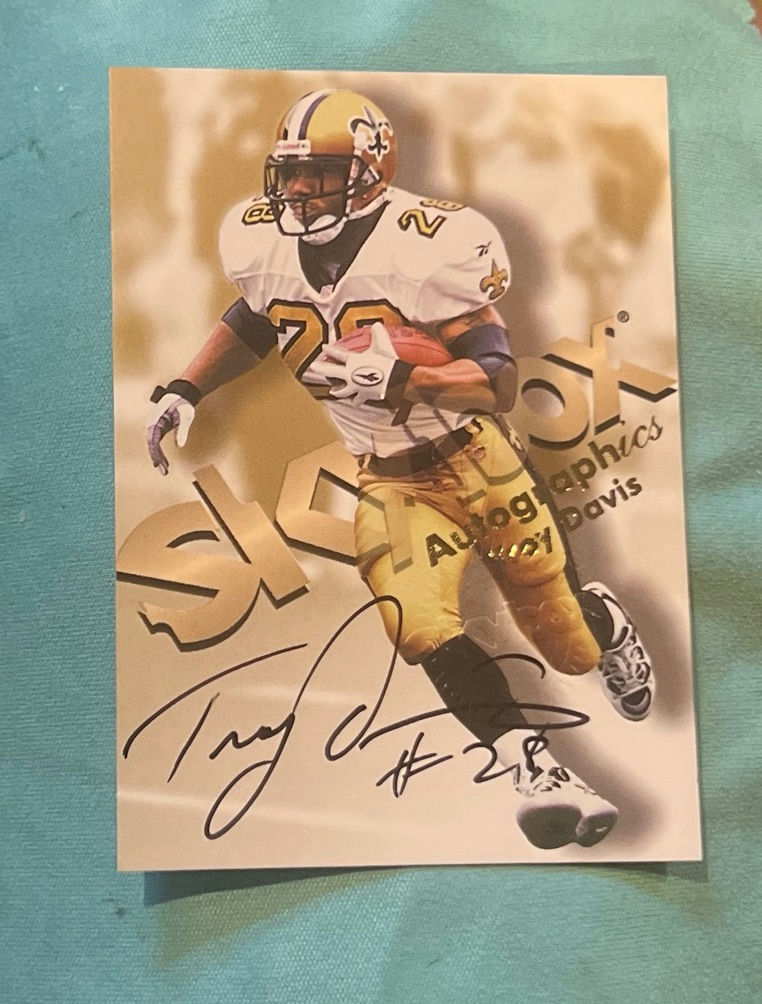 Troy Davis 1998 New Orleans Saints Sky Box Autographed Football Card With Coa - image 1 of 3