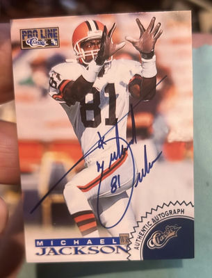 Michael Jackson Proline Nfl Football Autographed Card With Coa - Image 1 of 3