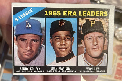 Topps Baseball Card 1965 NL ERA Pitches Koufax Gibson Law - Image 1 of 2