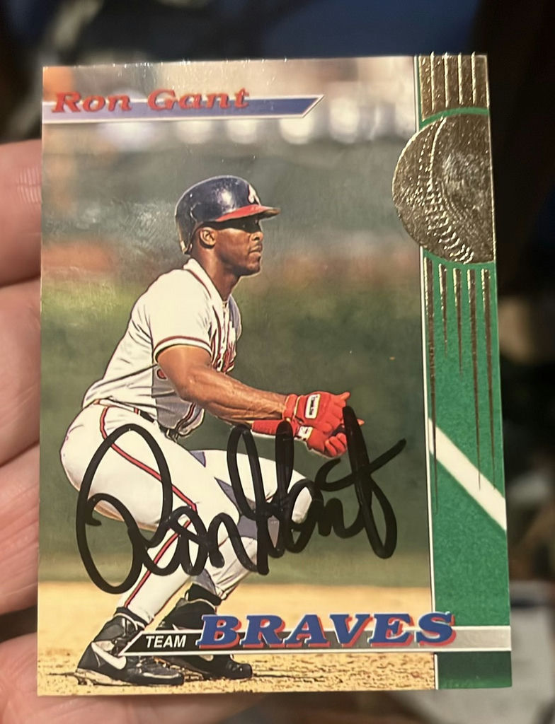 Ron Gant, Atlanta Braves, Top Stadium Club Baseball Debut Card Autographed With Coa - image 1 of 3